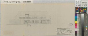 Münster (Münster) Um- und Erweiterung der Chirurgischen Klinik der Universität Haus Rosenbach Südansicht 1960 1 : 100 30 x 70 Pause Staatshochbauamt Münster Regierung Münster Nr. 33950