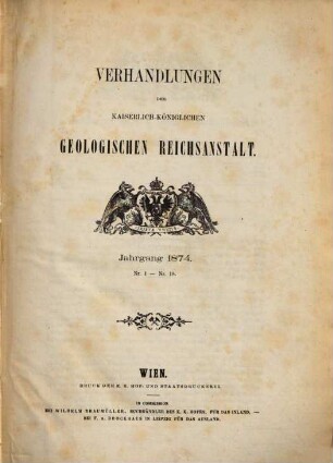 Verhandlungen der Geologischen Reichsanstalt. 1874