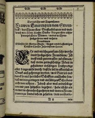 Der viel Ehr und Tugendsamen Frawen Emerentzien von Strombeck/ [...]