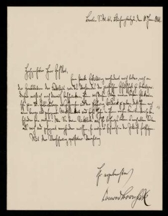 Brief von Conrad Bornhak an Otto von Gierke, Berlin, 10.1.1911