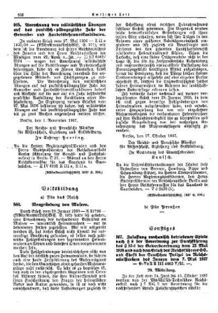 Neugründung von Museen : [Volksbildung] ; [Für das Reich] ; [Amtliche Erlasse] ; [Amtlicher Teil]