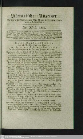 Literarischer Anzeiger No. XVI. 1824