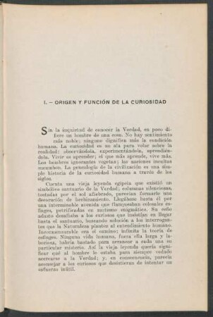 I. - Origen y función de la curiosidad