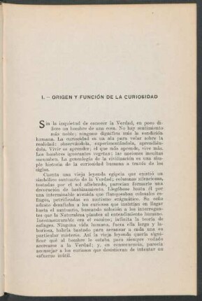 I. - Origen y función de la curiosidad
