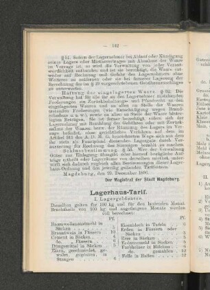 Lagerhaus-Tarif.