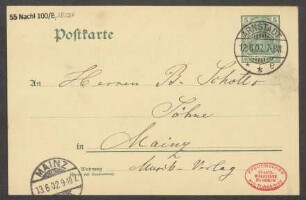 Brief an B. Schott's Söhne : 01.06.1902