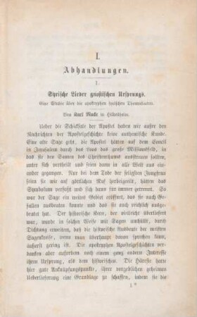3-70 Syrische Lieder gnostischen Ursprungs : eine Studie über die apokryphen syrischen Thomasacten