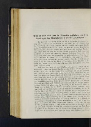 Was ist und was kann in Marokko geschehen, um den Land und den Eingeborenen Kultur zuzuführen?