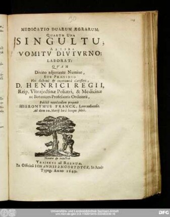 Medicatio Duarum Ægrarum, Quarum Una Singultu; Altera Vomitu Diuturno: Laborat