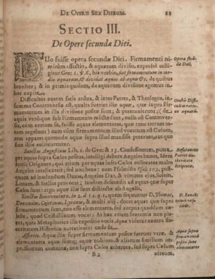 Sectio III. De Opere secundae Diei.