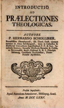 Introductio ad praelectiones theologicas