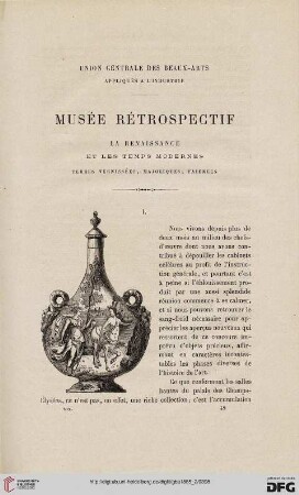 19: Musée rétrospectif, [3], La Renaissance et les temps modernes : Union Centrale des Beaux-Arts Appliqués à l'Industrie