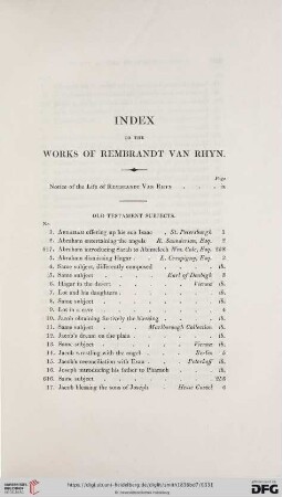 Index to the Works of Rembrandt van Rhyn