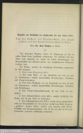 Regesten zur Geschichte des Buchdrucks bis zum Jahr 1500 : Aus den Büchern des Staatsarchivs der Zunftarchive und des Universitätsarchivs in Basel
