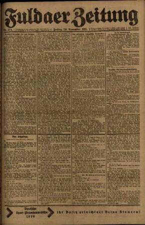 Ausgabe vom Freitag, den 28. November 1919.