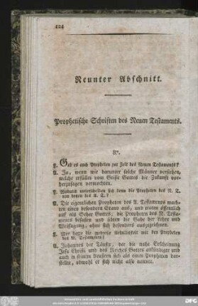 Neunter Abschnitt. Prophetische Schriften des Neuen Testaments.