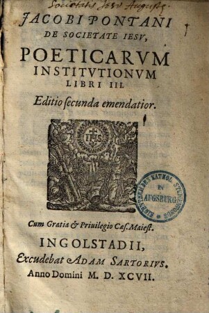 Poeticarum institutionum libri III.