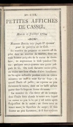 No CIX (Mardi 27 Juillet 1784)