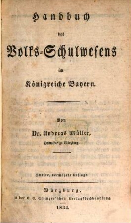 Handbuch des Volks-Schulwesens im Königreiche Bayern
