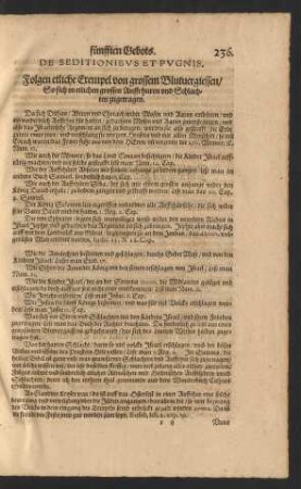 De Seditionibus Et Pugnis. Folgen etliche Exempel von grossem Blutvergiessen ...