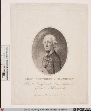 Bildnis Alexander Wassiljewitsch Suworow (1789 Graf Rimnikskij, 1799 Fürst Italijskij)