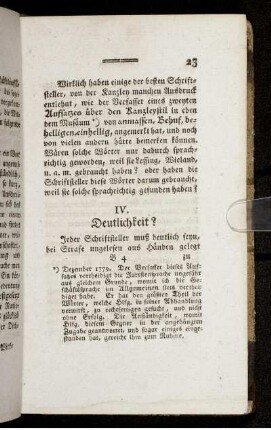 IV. Deutlichkeit?