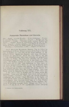 Vorlesung XIII. Puerperale Thrombose und Embolie.