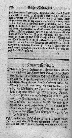 9. Kriegswissenschaft.