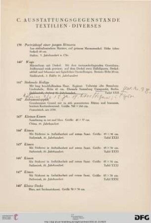 Ausstattungsgegenstände, Textilien, Diverses (Nr. 139-163)