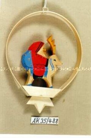 Seiffener Christbaumschmuck: Behang im Ring - Nikolaus auf Hirsch