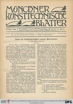 1: Ueber die Lichtbeständigkeit unserer Malerfarben [2]