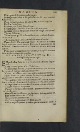 De animi substantia diversae philosophorum opiniones.