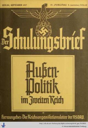 IV. Jahrgang, Folge 9: Der Schulungsbrief