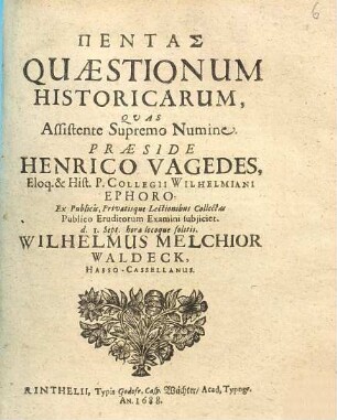 Pentas Quaestionum Historicarum