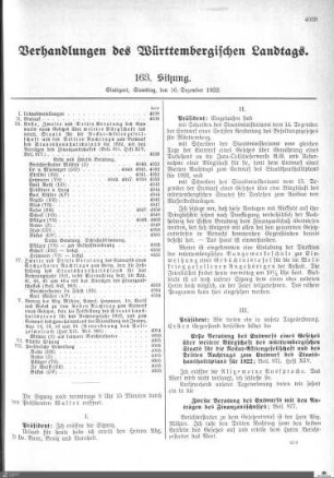 163. Sitzung, Stuttgart, 16.12.1922