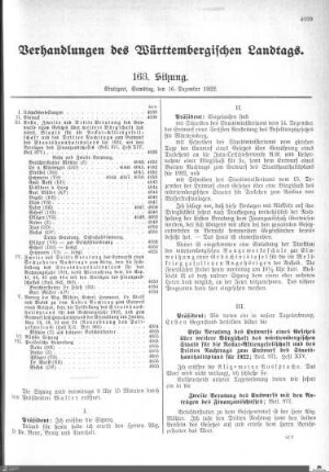 163. Sitzung, Stuttgart, 16.12.1922