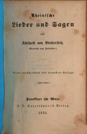 Rheinische Lieder und Sagen