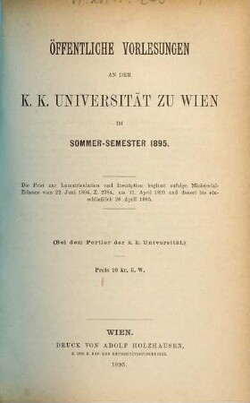 Vorlesungsverzeichnis. 1893/94. WS
