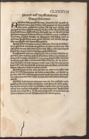 Vorred auff die offenbarung Sancti Johannis.