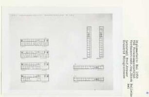 VDZ Forschungsinstitut (Diplomarbeit bei Willy Kreuer): Büroeinteilung, Grundrisse 1. - 4. Obergeschoss 1:200