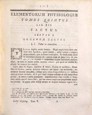 Elementa Physiologiæ Corporis Humani, Tomus Quintus. Sensus Externi Interni