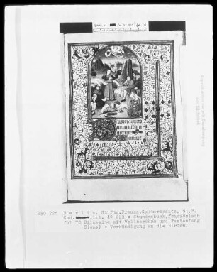 Lateinisches Stundenbuch — Verkündigung an die Hirten, Folio 70recto