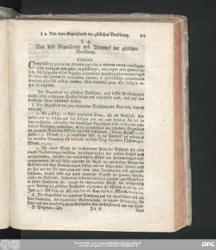 §. 4. Von dem Gegenstande und Vorwurf der götlichen Vorsehung.
