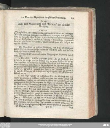 §. 4. Von dem Gegenstande und Vorwurf der götlichen Vorsehung.