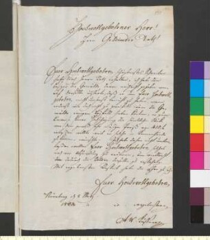 Brief von Küffner, Abraham Wolfgang an Goethe, Johann Wolfgang von