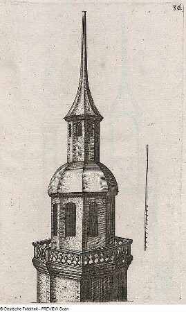 Achteckiger Turmhelm auf einer halben Rundung oder Kugel