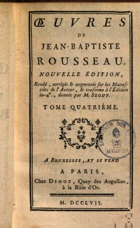 Oeuvres de Jean-Baptiste Rousseau. 4