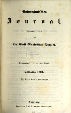 Polytechnisches Journal. 170. 1863