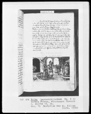Lorenz Friess, Würzburger Chronik — Martyrium des heiligen Kilian, Folio 19recto