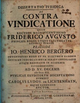 De contra vindicatione